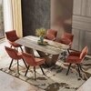Paloma 6 Seater Jupiter Spanish Ceramic Dining Table With 6  Bren Dining Chairs (Finish : Jupiter Spanish Ceramic, Chair Colour : Auburn)