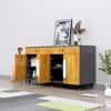 Hexa Red Multipurpose Storage Cabinet With 2 Drawer 4 Door in Slate Grey And Giant Wood Colour