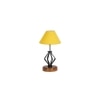 Miracle Yellow cotton Table lamp with Wood & Iron Base