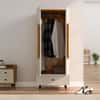 Hexa Red Wooden 2 Door Wardrobe with Drawer and Hanging Space in Giant Wood and Frosty White Colour