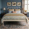 Hackney Metal Non Storage King Bed in Glossy Ivory Finish