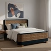 Heritage Cane Upholstered King Size Bed in Linen With Oak wood Frame