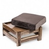 Amber Rosewood Foot Stool with Grey Velvet Cushion