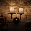 Devansh Dual Gold Metal  Wallmounted Lamp With Beige Jute  Shade