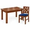 Globally Indian Taranga Solid Sheesham Wood 4 Seater Dining Table Set 4 Chairs Navy Blue
