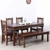 Iron jali Sheesham Wood 6 Seater dining set with Bench In Provincial Teak Finish