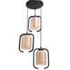 Eliante 3-Light Pendant Hanging Light In Champaign Finish, Mild Steel And Wood With Glass Shade