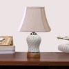 Devansh Off-White Cotton Rectangular Shade Lamp With Wood & Mosaic Glass Base For Decoration/Office/Home/Gifting/Study For Decoration/Office/Home/Gifting/Study