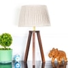 Griffith hand crafted Solid wood walnut finish Tripod Table Lamp With Natural Linen Shade