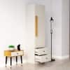 Hexa Red Wooden 1 Door Wardrobe with 2 Drawers and Hanging Space in Frosty White Colour