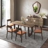Aero Solid Wood 6 Seater Dining Table With 6  Clarke Dining Chairs (Finish : Danish Walnut, Chair Colour : Tan Leatherette)
