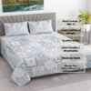 Cream Floral Cotton 400 Tc Flat Queen Size Bedsheet With 2 Pillow Covers