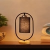 Devansh Black Cotton Drum Wooden & Iron Table Lamp -17 Inch Height  -B