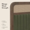 Hanoi Solid Wood Cane King Size Bed With Hydraulic Storage (Danish Walnut Finish, Olive Colour)