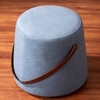 Hoist Collection Light Blue Pouf With Faux Leather Strap