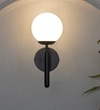 Divina Single Light Wall Fitting In Black  Finish With Opal Frosted White Glass