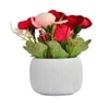 Red Artificial Flowers With Modern Planter