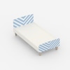 Minimalist Kids Single Bed in White and Light Blue Stripes