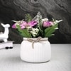 Artificial Pink And Purple Anemone Buttercup Flowers With Ceramic Pot