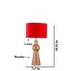 Devansh Red Cotton Table Lamp With Wood Natural Base (7X18.25 Inches)-4