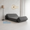 Sleepwell Sofa Cum Bed 3 Seater Queen Bed Resitec Foam Grey 75x60x7 Inch