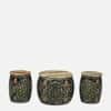 Noir Heritage Painted Metal Coffee Table with 2 Stools in Multi Finish Set of 3