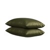 Stoa Paris Satin Pillow Covers,  Premium Plain Pillow Cover Set of 2, 68L x 45W cms - Olive Oasis
