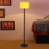 Krew Yellow Fabric Shade Floor Lamp with Black Iron Base