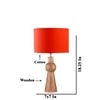 Devansh Orange Cotton Table Lamp With  Wood Natural Base (7X18.25 Inches)-5