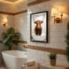 The Castle Decor Funny Highland Cow Taking Shower Wall Art 8x12 Inch (Style 1)
