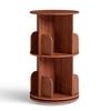 360° Rotating Bookshelf – 2 Tier Wooden Book Storage Rack, Brown Finish