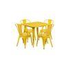 Tate Square Metal Outdoor Table in Yellow Colour with set of 4 Chairs