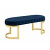 Doe Buck Upholstered Oval Bench in Blue Colour with Gold Loop Legs
