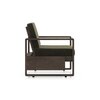 Moreno 1 Seater Solid Wood Sofa in Danish Walnut Finish and Juniper Green Fabric