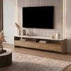 Tavo Solid Wood and Banswara TV Unit In Golden ash Finish