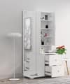 Hexa Red Wooden Dressing Table in Frosty White Colour