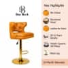 Doe Buck Verona Faux Leather Adjustable Bar Stool in Tan Colour with Gold Base