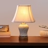 Devansh Off-White Cotton Rectangular Shade Lamp With Wood & Mosaic Glass Base For Decoration/Office/Home/Gifting/Study For Decoration/Office/Home/Gifting/Study