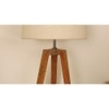 Vantage Brown Wooden Table Lamp with White Jute Lampshade
