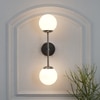 Balts Twin Wall Light In Chrome Finish With Opal Glass Globe Shades