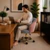 Doe Buck Paolo Pink Houndstooth Upholstered Swivel Office Chair