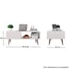 Hexa Engineered Wood Modern Coffee Table With Golden Metal Legs In Frosty White