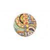 Roswell Sheesham Wood Bohemian Round Stool in Israel Print Patchwork Kantha Upholstery