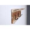 Wooden Wall Shelf with 3 Key Hooks in Natural Finish