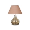 INGRAM Smoke Glass and Metal Table Lamp With Beige Cotton Shade