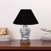 Devansh Conical Black Cotton Shade Lamp With Wood & Mosaic Glass Base For Decoration/Office/Home/Gifting/Study For Decoration/Office/Home/Gifting/Study -(10X10X14.5) Inches -A