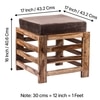 Houston Sheesham Wood Stool with Grey Velvet Cushion
