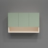 3 Door Mirror Glossy Triple Layered Uv Resistant Handless Cabinet  In Pista Light Finish