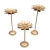 Six Flower Tealight Set Of 3 In Gold Colour
