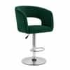 Doe Buck Adjustable Upholstered Bar Stool in Green Colour with Chrome Base